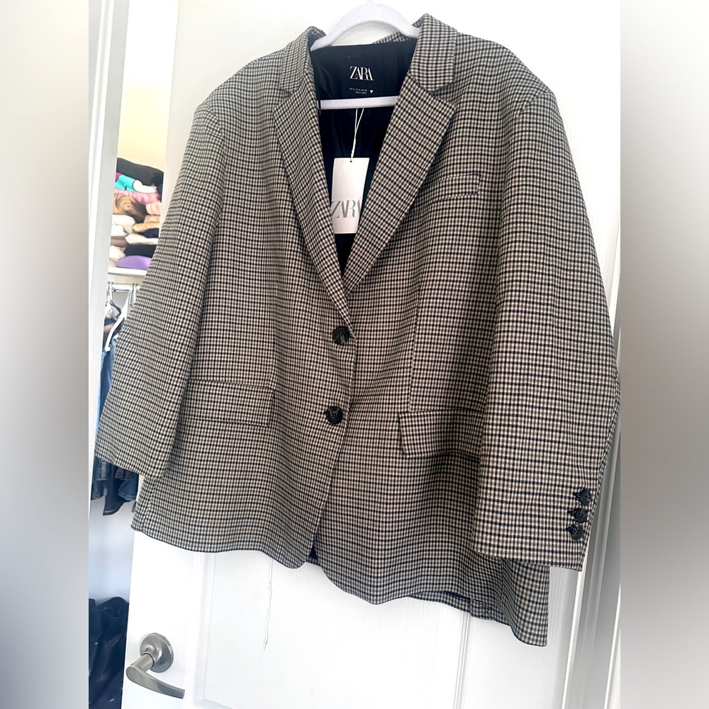 Zara oversized check blazer